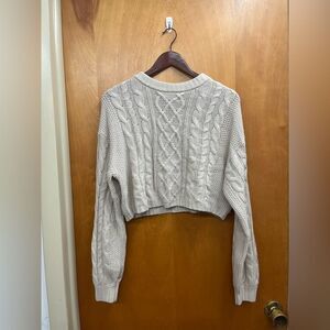 H&M Divided Cream Cable Knit cropped Sweater